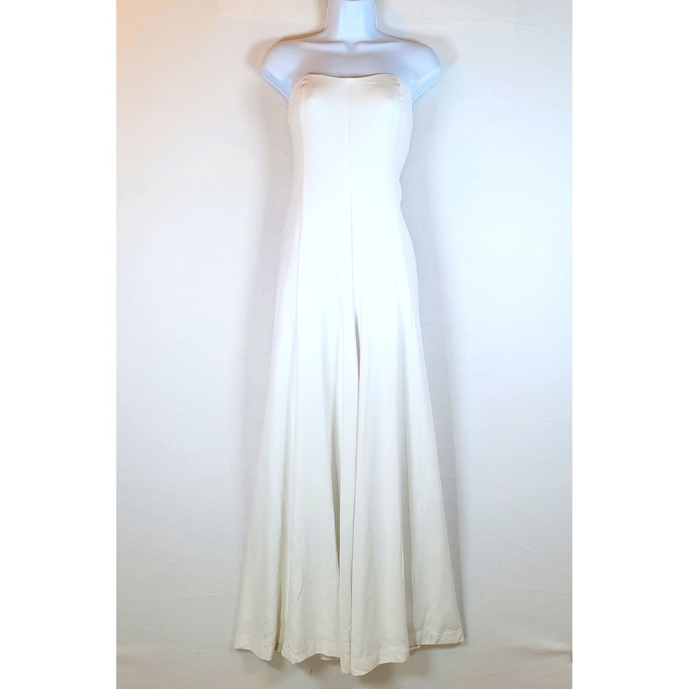 Rosetta Getty Womens Strapless Tube Top Wide Leg Jumpsuit Size 4 White Bride
